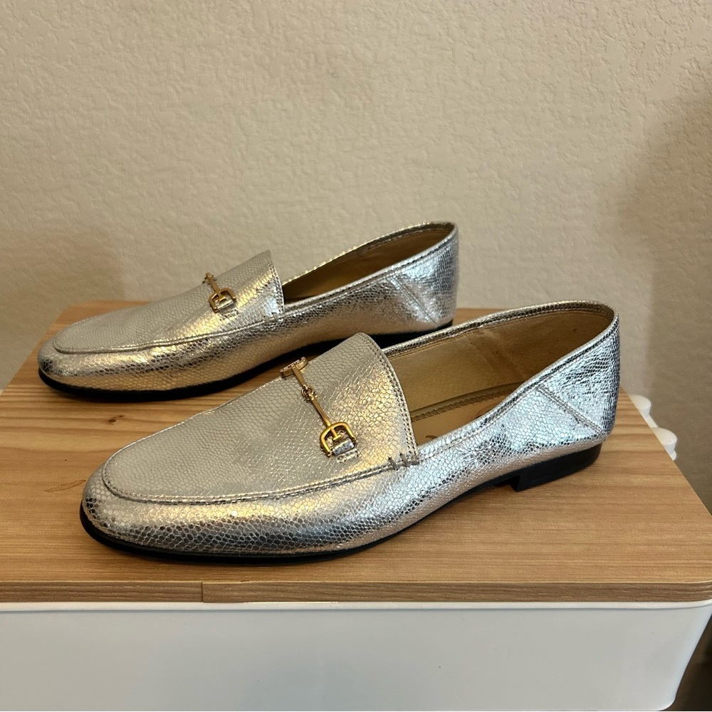 Sam Edelman Silver Metallic Loafers Size 10